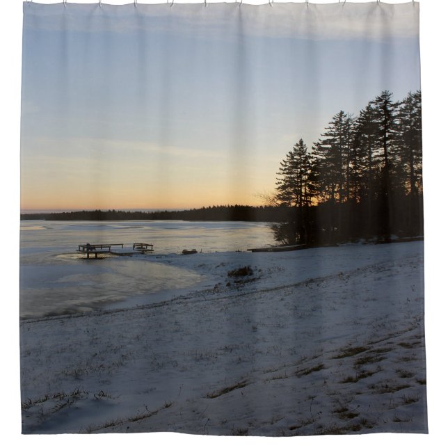 Winter-Sonnenuntergang Duschvorhang (Vorderseite)