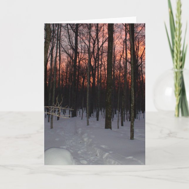 Winter-Sonnenuntergang-Gruß-Karte Karte (Vorderseite)