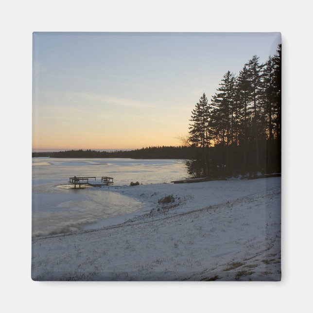 Winter-Sonnenuntergang Magnet (Vorne)