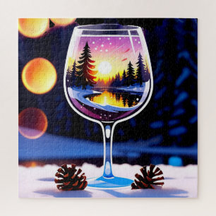 Winter-Sonnenuntergangs-Weinglas-Geschenk für Räts