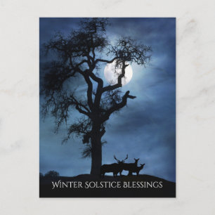 Winter-Sonnenwende-Segen Elche und Mond   Postkarte