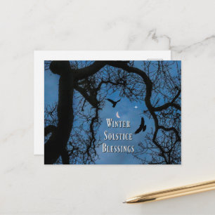 Winter-Sonnenwende-Segen Raben-Eiche-Mond Postkarte