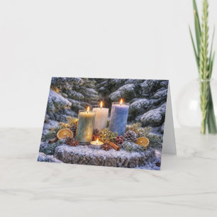 Winter-Sonnenwende-Yule-Kerzen im Schnee Karte
