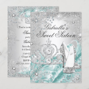 Winter Sparkle Snowflake Blue Sweet 16 Einladung