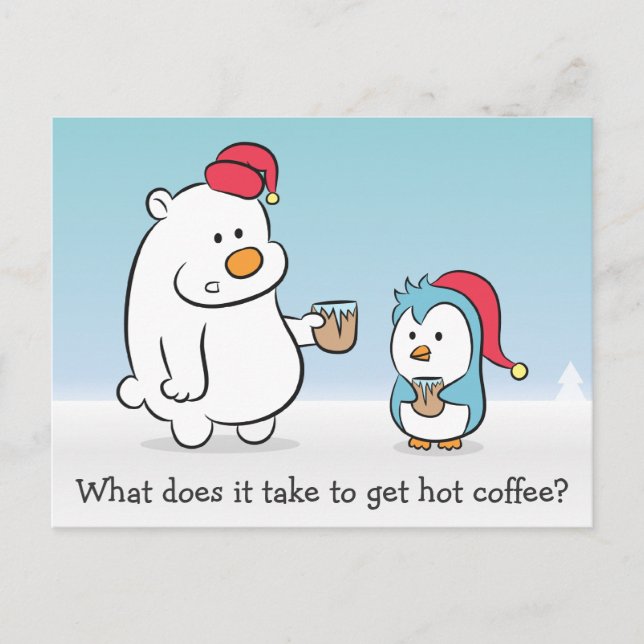 Winter Spaß Der Eisbär beklagt sich bei Pinguin Postkarte (Vorderseite)