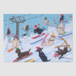 Winter-Spaß-Skifahren-Weihnachten Labradors Seidenpapier