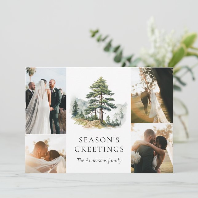 Winter Splendor Weihnachtsfeiertag FotoCollage Einladung (Stehend Vorderseite)