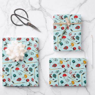 Winter-Sport-Eishockeyspieler-Ausrüstung-Gear-Must Geschenkpapier Set