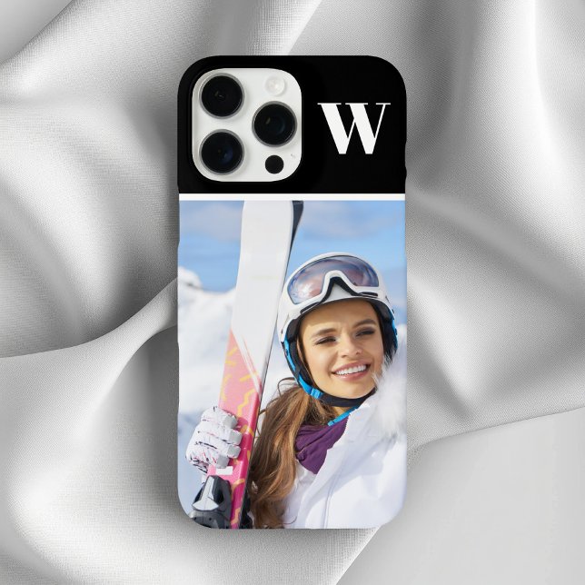 Winter Sport Foto Mit Monogramm Black iPhone 16 Pro Max Hülle (Winter Sport Photo Monogrammed Black Case-Mate iPhone Case)