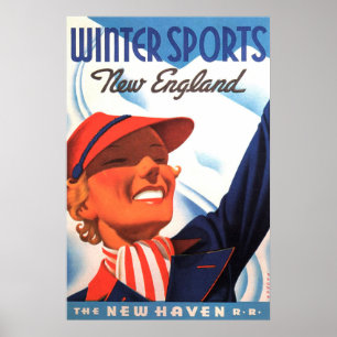 Winter-Sport-Neu-England New-Haven Eisenbahn Poster