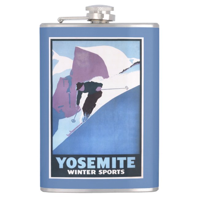 Winter-Sport-Ski fahrendes förderndes Plakat Flachmann (Vorderseite)