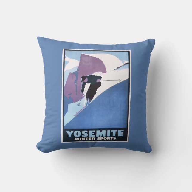 Winter-Sport-Ski fahrendes förderndes Plakat Kissen (Vorderseite)