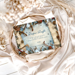 Winter Sports Baby Shower Diapper Raffle Begleitkarte