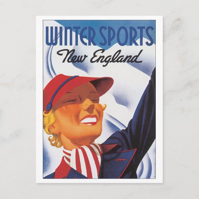 Winter Sports New England Postkarte (Vorderseite)