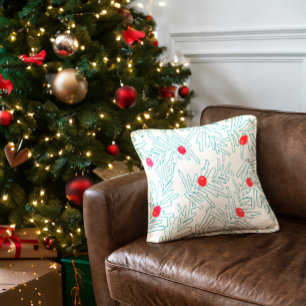 Winter-Sprig-Muster Minimaler Kiefernzweig & Bee Kissen