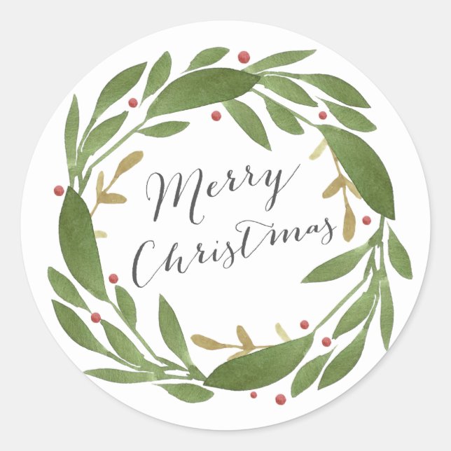 Winter Sprigs Weihnachtssticker Runder Aufkleber (Vorderseite)