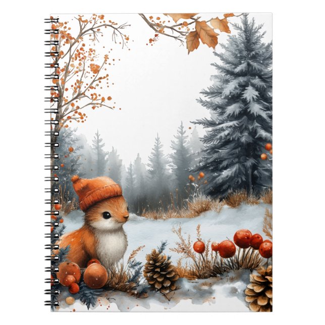 Winter Squirrel in Frosted Forest Notizblock (Vorderseite)