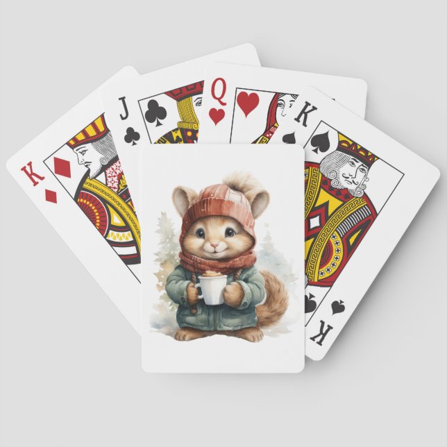 Winter Squirrel Playing Cards Spielkarten (Rückseite)
