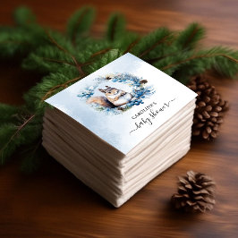 Winter Squirrel Watercolor Kinderdusche Serviette