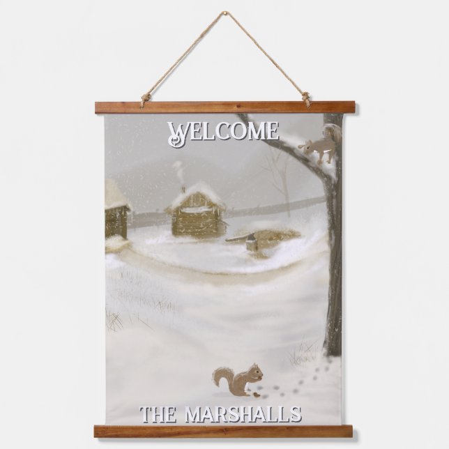 Winter Storm personalisieren Holz überhängte Wandt Wandteppich Mit Holzrahmen (Vorderseite)