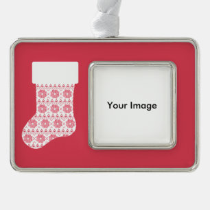 Winter Strick Weihnachts Strumpf Ornament Rahmen-Ornament Silber