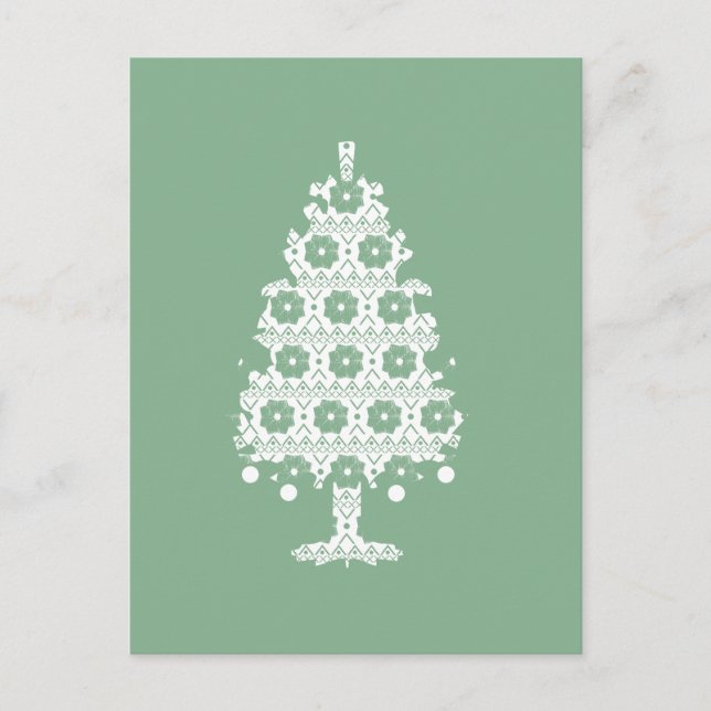 Winter Strick Weihnachtsbaum Postkarte (Vorderseite)