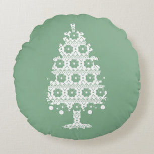 Winter-Strick-Weihnachtsbaum-Rundkissen Rundes Kissen