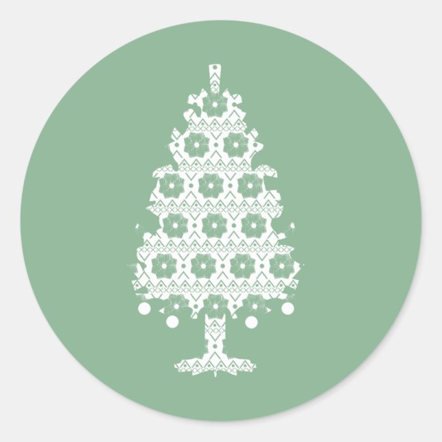 Winter Strick Weihnachtsbaum Sticker (Vorderseite)