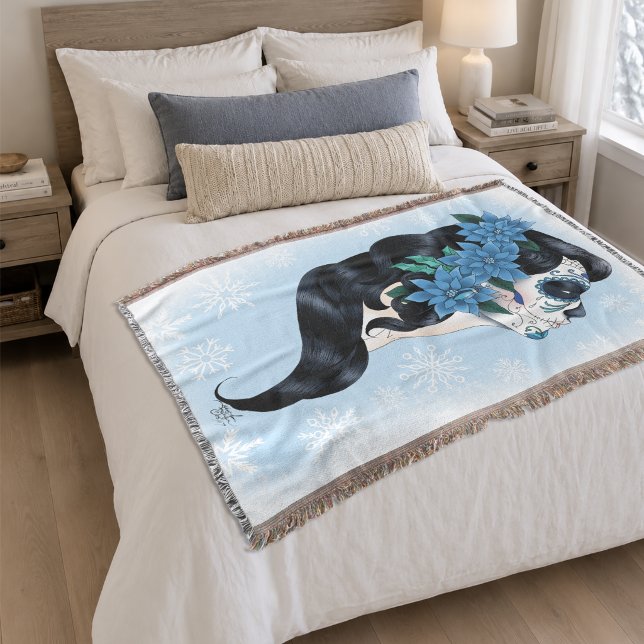 Winter Sugar Skull Blaue Schneeflocken Decke (Von Creator hochgeladen)