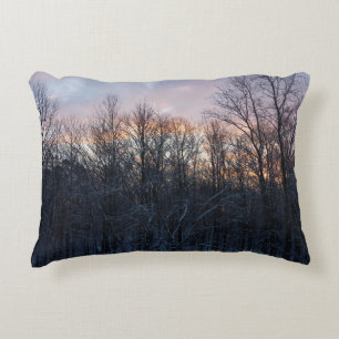 Winter Sunrise I Pastel Natur Landschaft Dekokissen