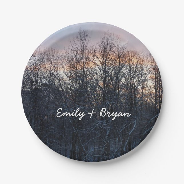 Winter Sunrise I Pastel Natur Landschaft Pappteller (Vorderseite)
