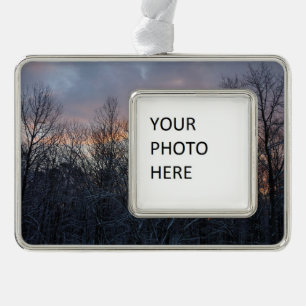 Winter Sunrise I Pastel Natur Landschaft Rahmen-Ornament Silber