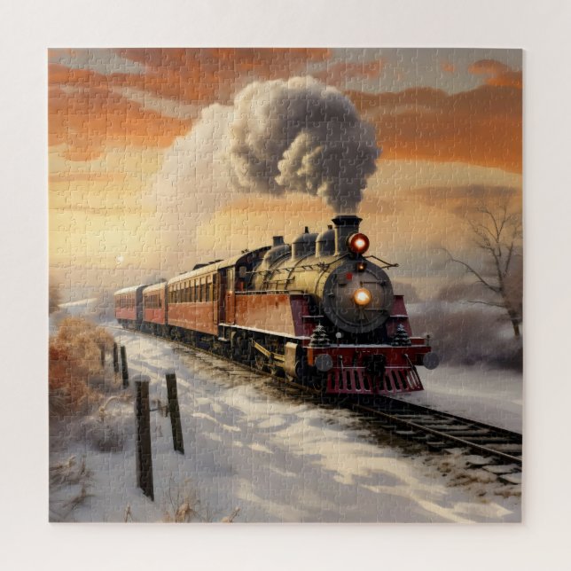 Winter Sunset and Train (Vertikal)