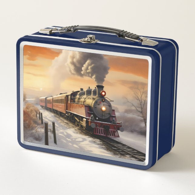Winter Sunset and Train Metall Brotdose (Vorderseite)