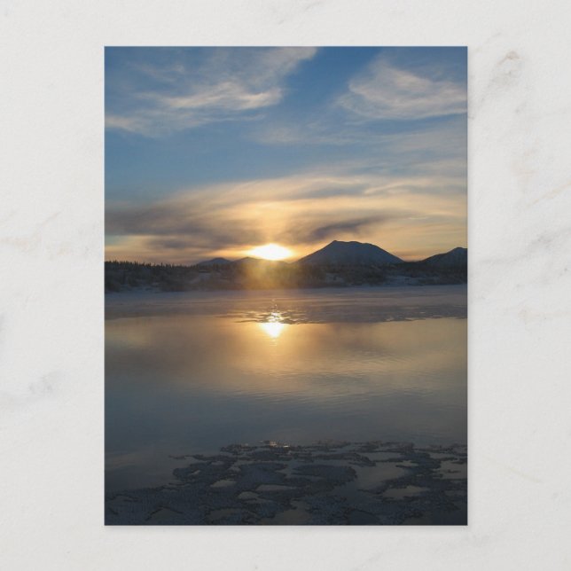 Winter Sunset in Aleknagik Postkarte (Vorderseite)