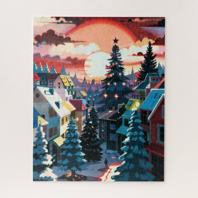 Winter Sunset Village (Vertikal)