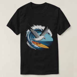 Winter-Surfer-Möwe, Möwe Surft T-Shirt