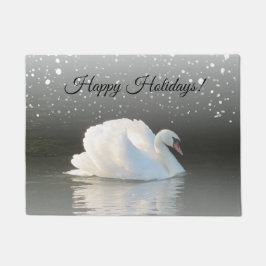 Winter Swan Happy Holidays Fußmatte