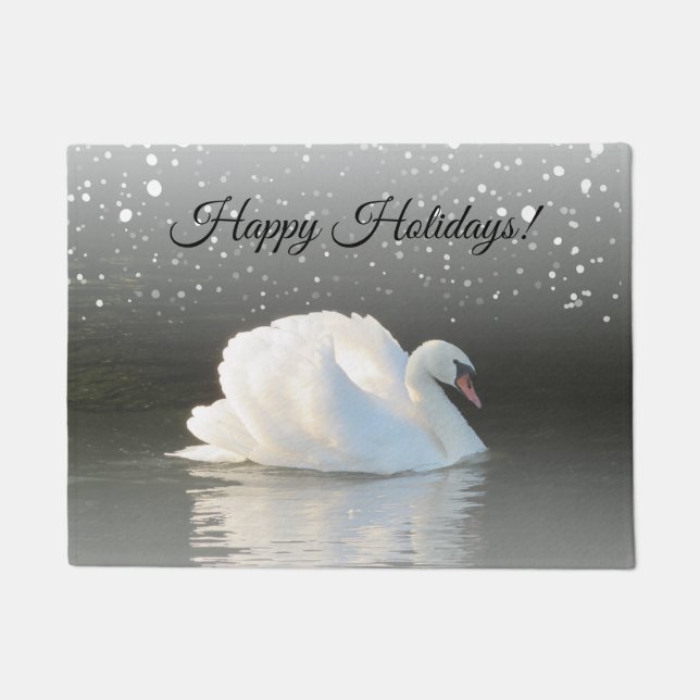 Winter Swan Happy Holidays Fußmatte (Vorderseite)