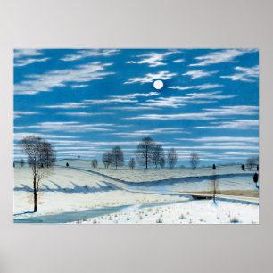 Winter Szene in Mondlicht von Henry Farrer Poster