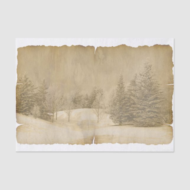 Winter Szene in Sepia und Pergament? Seidenpapier (Vorderseite)