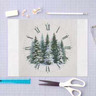 Winter-Tannen-Uhrblatt Seidenpapier