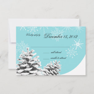 Winter-Tannenzapfen und Schneeflocken Reaktion RSVP Karte