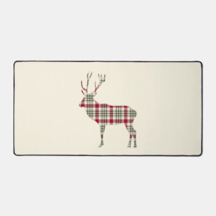 Winter Tartan Karierte Hirsche Silhouette Mat Schreibtischunterlage