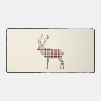 Winter Tartan Karierte Hirsche Silhouette Mat Schreibtischunterlage