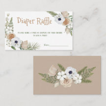 Winter Taupe Floral Diaper Raffle Baby Showspiel
