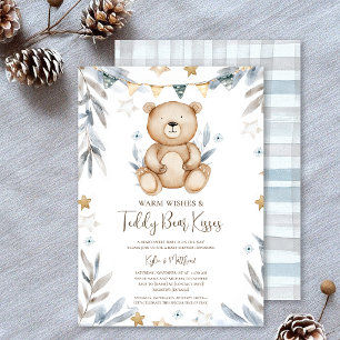 Winter Teddy Bear Snowflake Babydusche Einladung