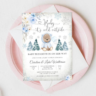 Winter-Teddybär-Baby-Party-Einladung Einladung