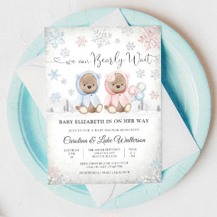 Winter-Teddybär-Baby-Party-Einladung Einladung