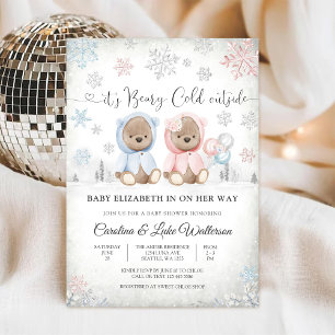 Winter-Teddybär-Baby-Party-Einladung Einladung